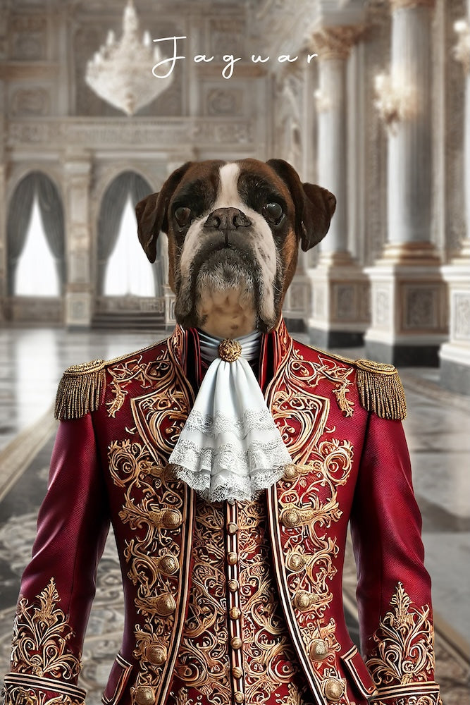 Et si Versailles s’invitait dans votre salon? Sublimez votre animal avec une toile royale