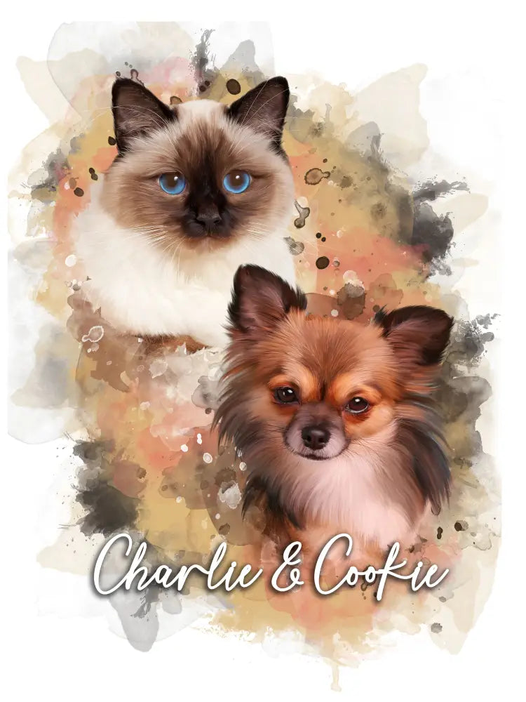 collection de portraits animaux avec fond aquarelle