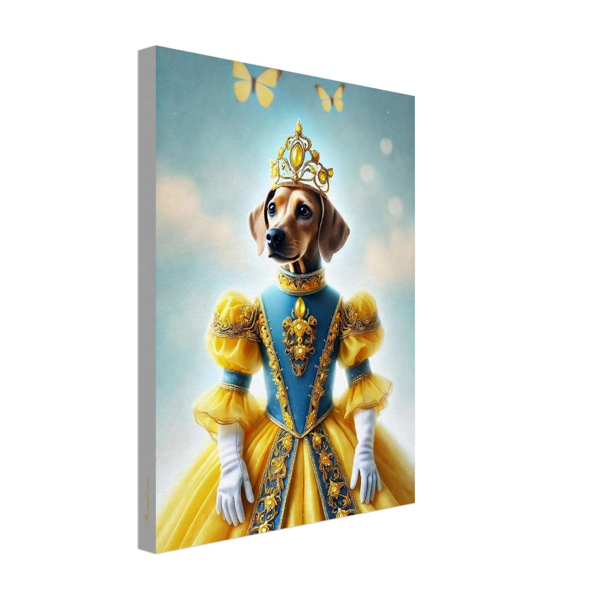 Portrait animal personnalisé sur toile "Princesse Tiana", imprimé en France sur papier FSC, art de souvenir intemporel.