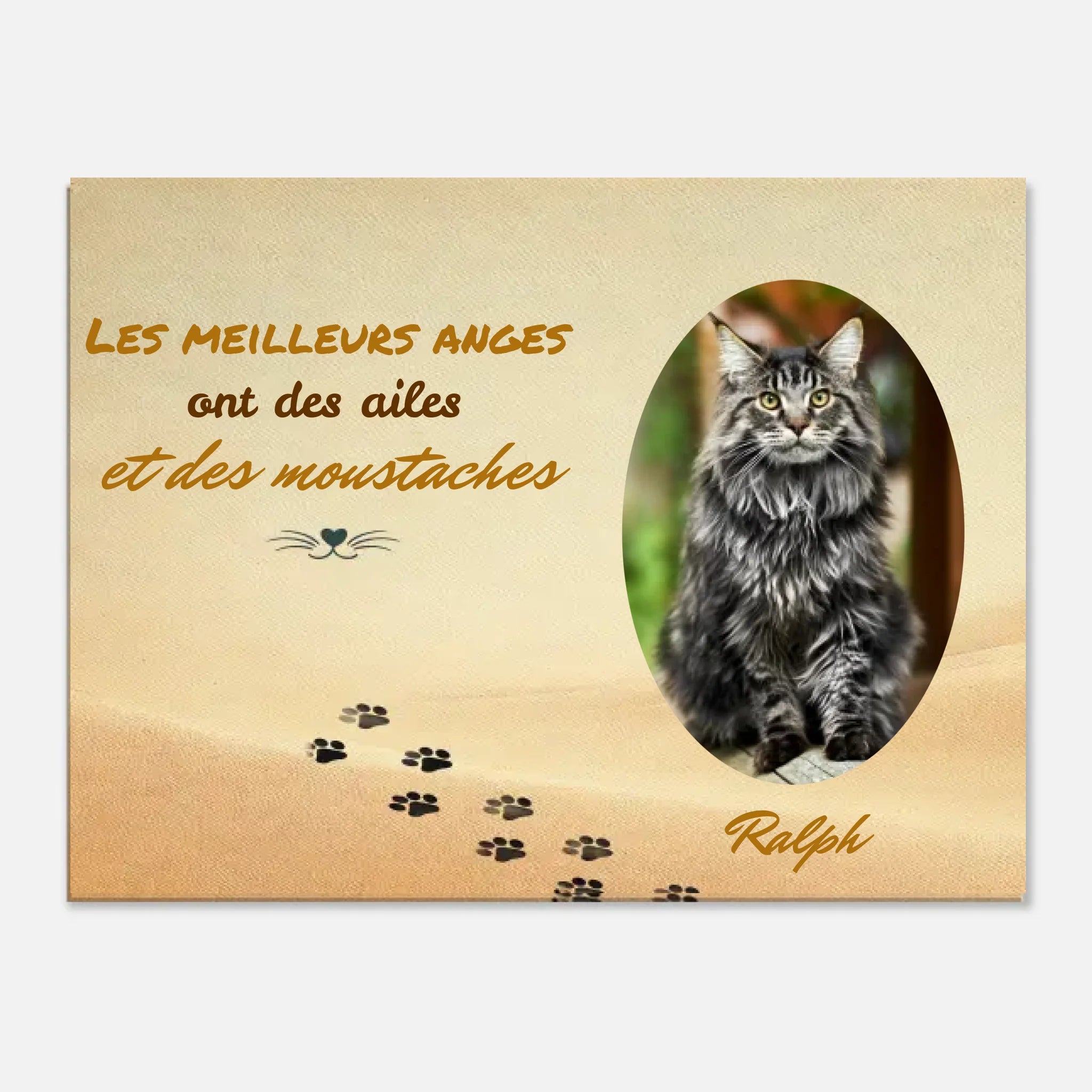 Toile souvenir personnalisée avec photo de chat, hommage aux meilleurs anges. Décoration commémorative pleine de sens.