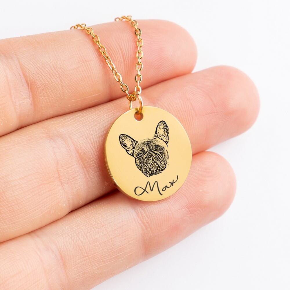 Collier personnalisé gravé avec photo d'un chien, gravé en France, cadeau unique pour propriétaires