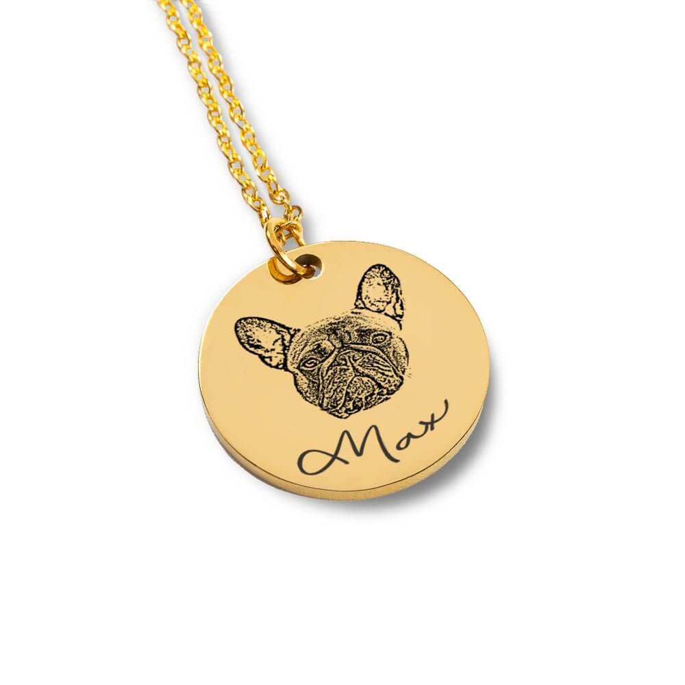 Collier personnalisé avec gravure chien, gravé en France, cadeau unique pour amoureux des animaux.