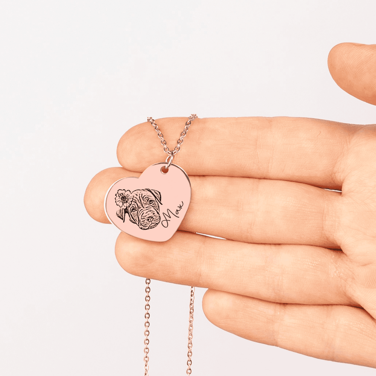 Collier Coeur Gravé avec Photo de votre Animal