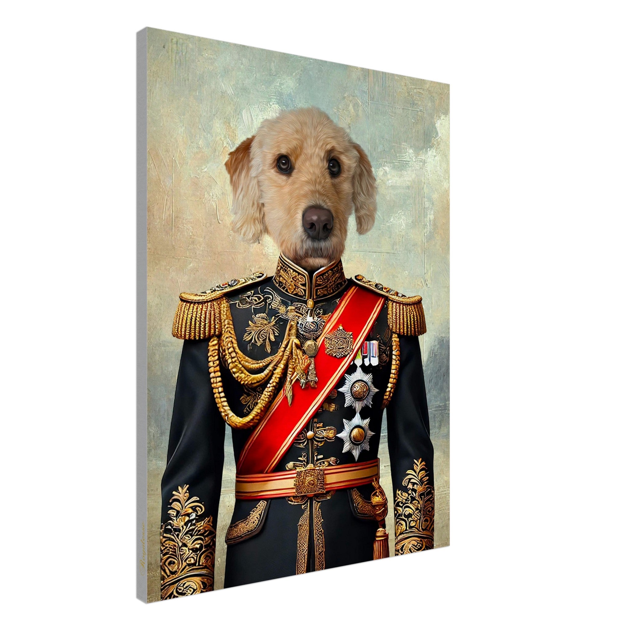 Portrait animal personnalisé sur toile "Prince de Monaco", imprimé en France sur papier FSC, œuvre d'art intemporelle.