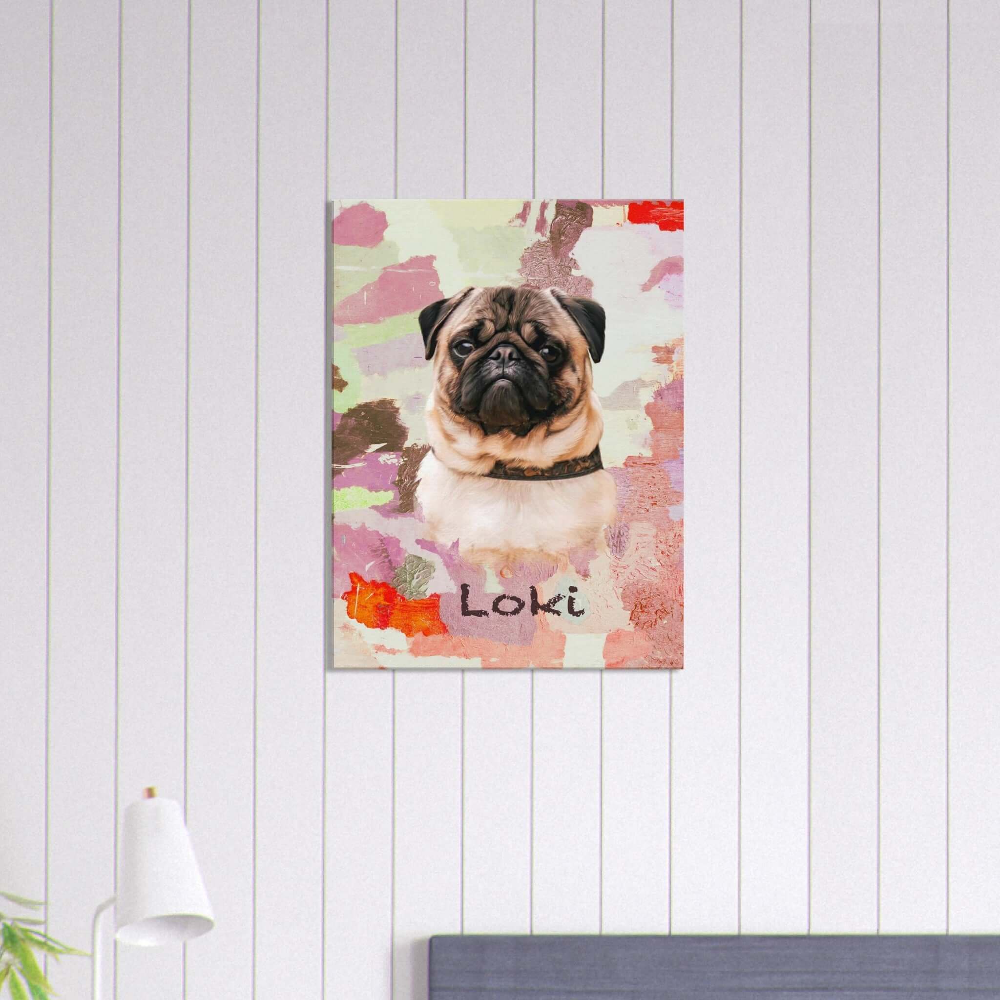 Toile personnalisée avec portrait de chien, imprimé en France sur papier FSC, offrant une expérience artistique unique et intemporelle.