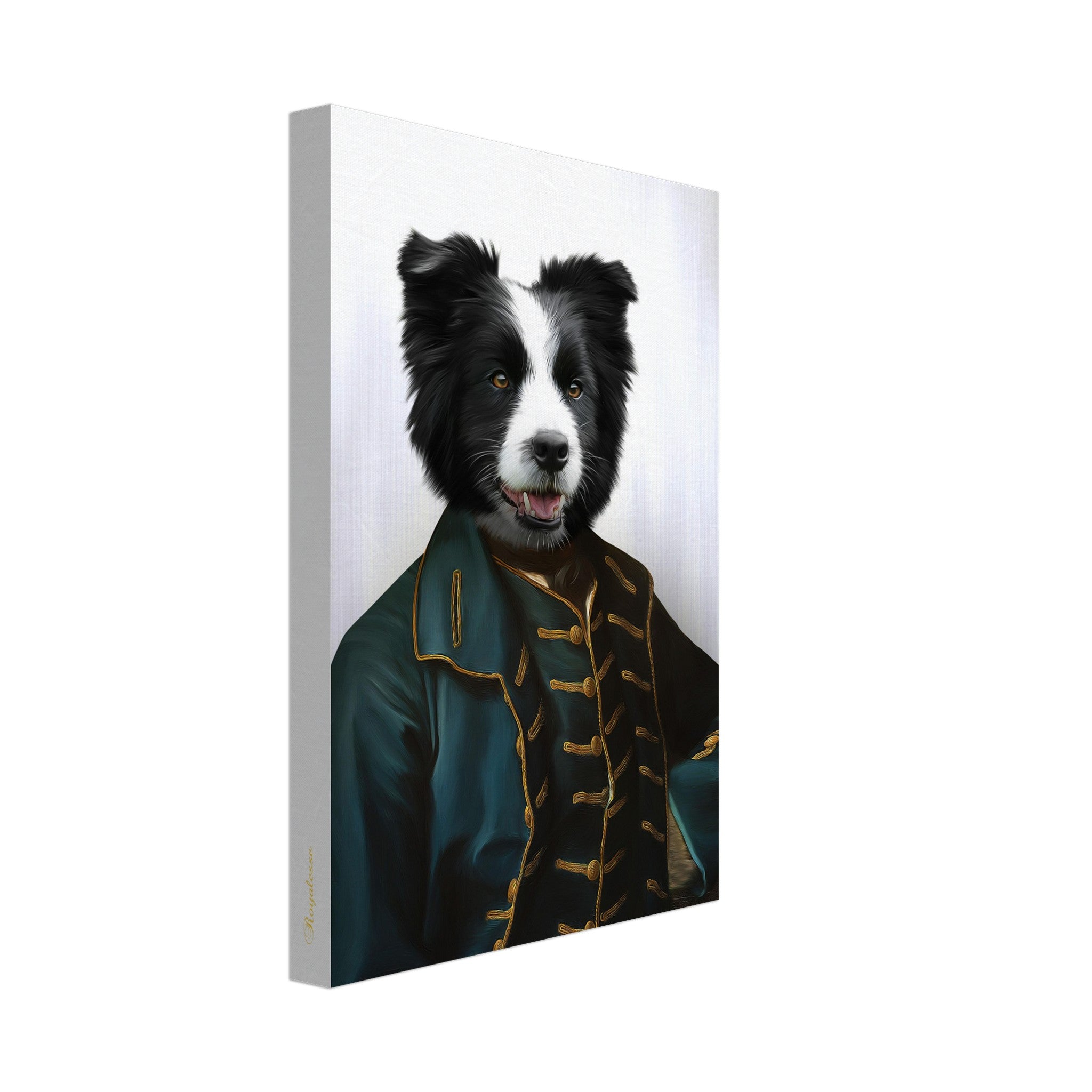 Toile ARISTOCRATE avec portrait animal personnalisé, imprimée en France sur papier FSC, offrant une œuvre d'art unique.