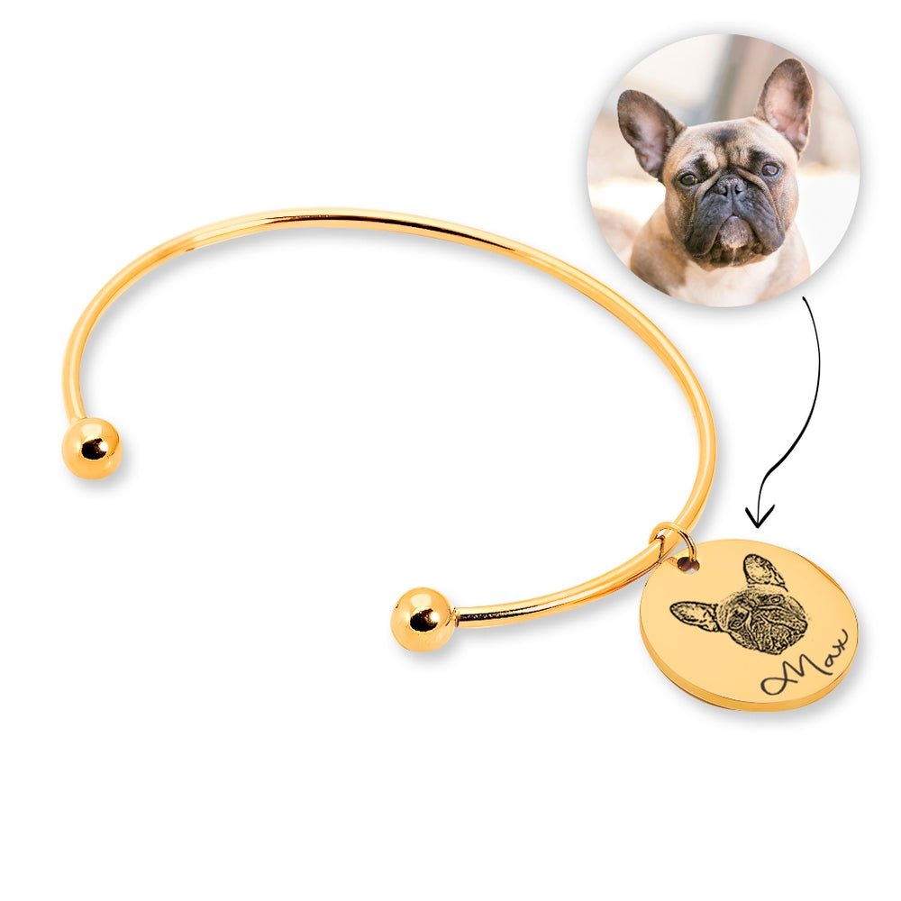 Bracelet Rigide Gravé avec Photo Chien - Royalesse