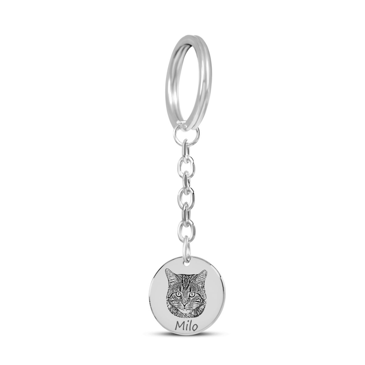 Porte-clefs Gravé avec Photo Chat
