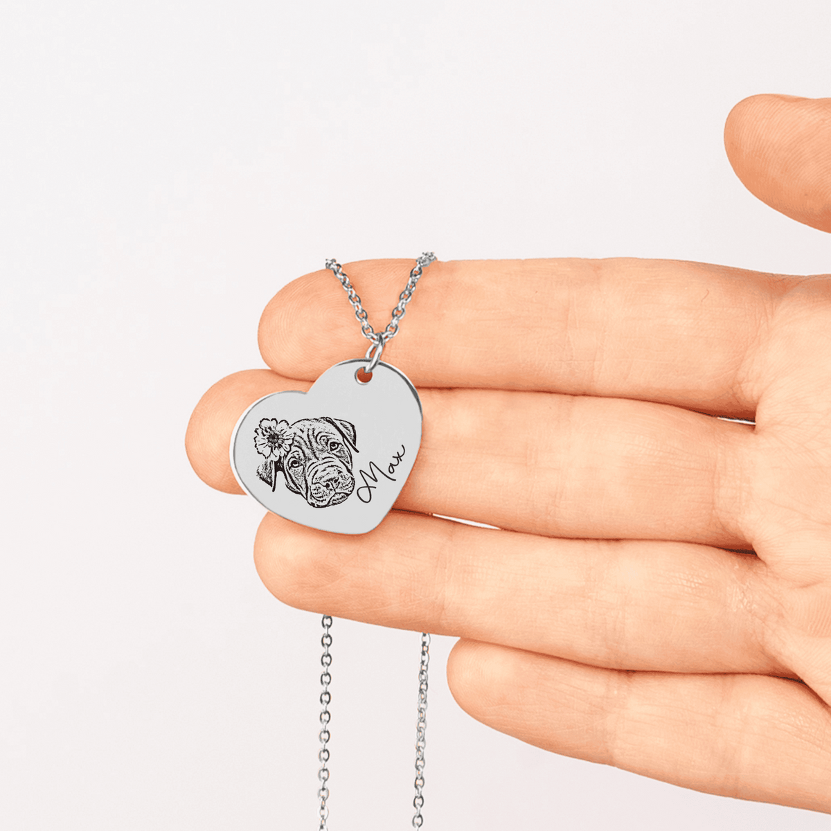 Collier Coeur Gravé avec Photo de votre Animal