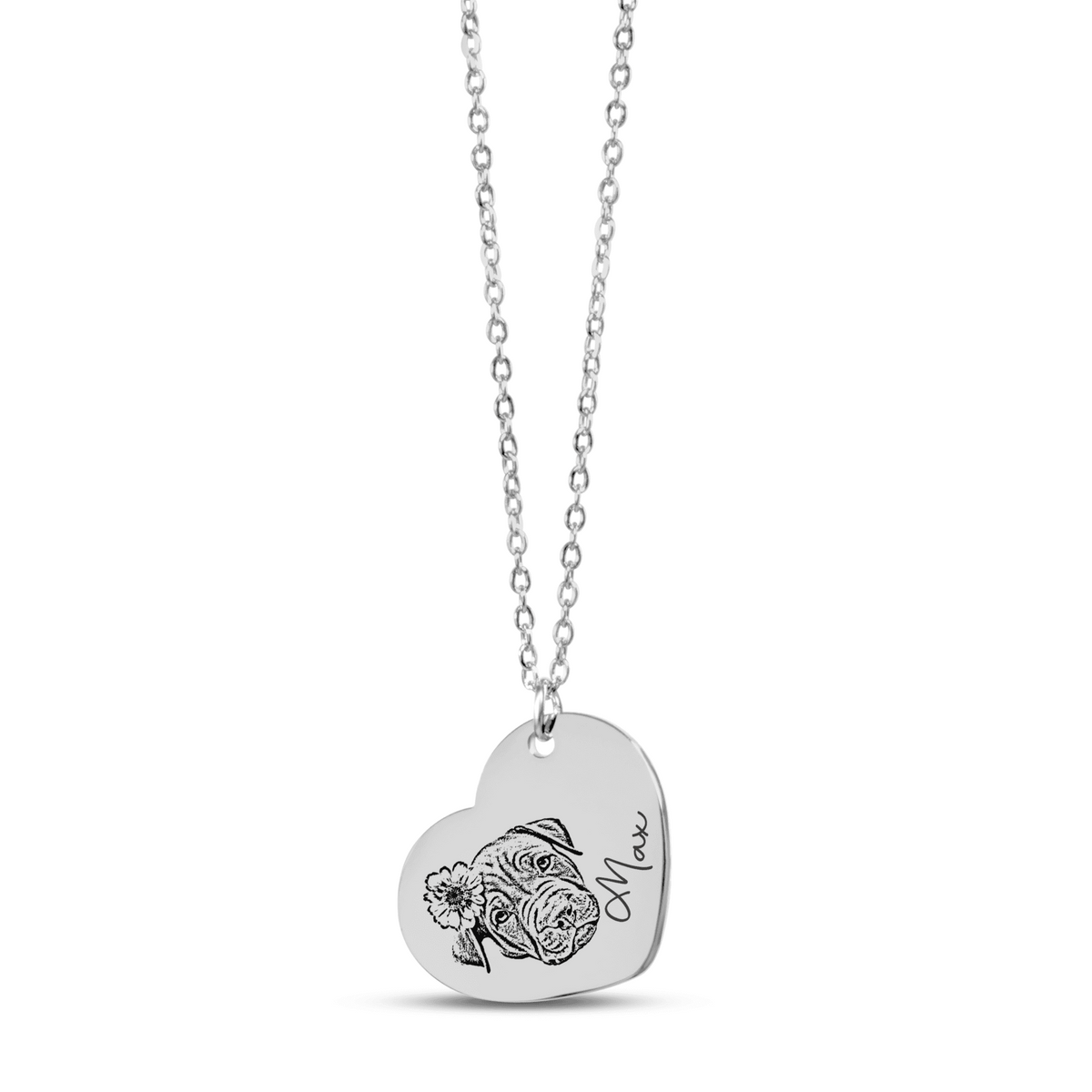 Collier Coeur Gravé avec Photo de votre Animal