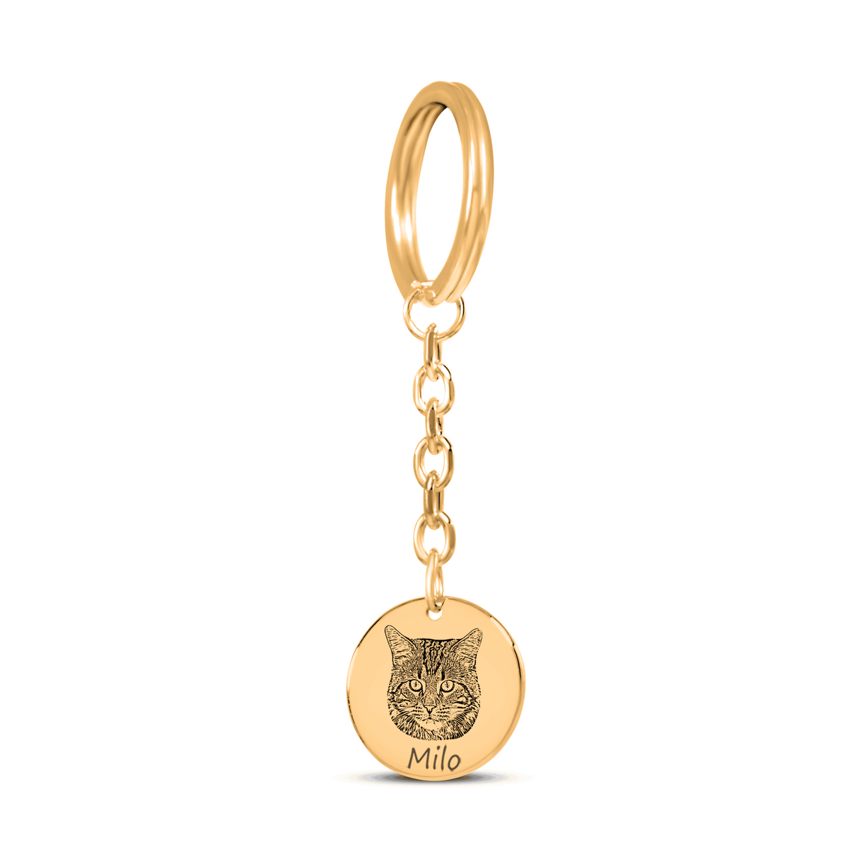 Porte-clefs Gravé avec Photo Chat