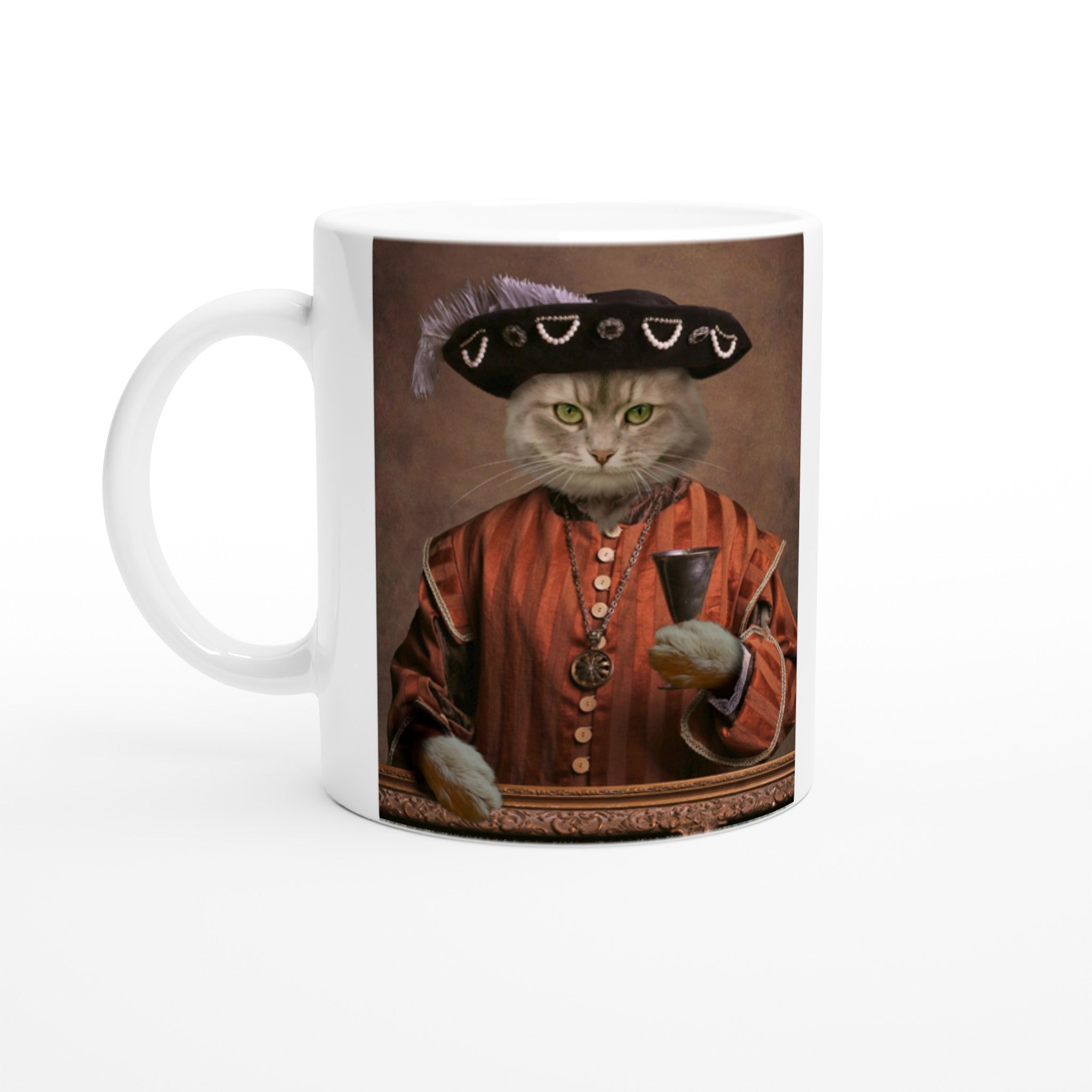 Tasse en céramique avec chat en costume noble, imprimé en France, papier FSC