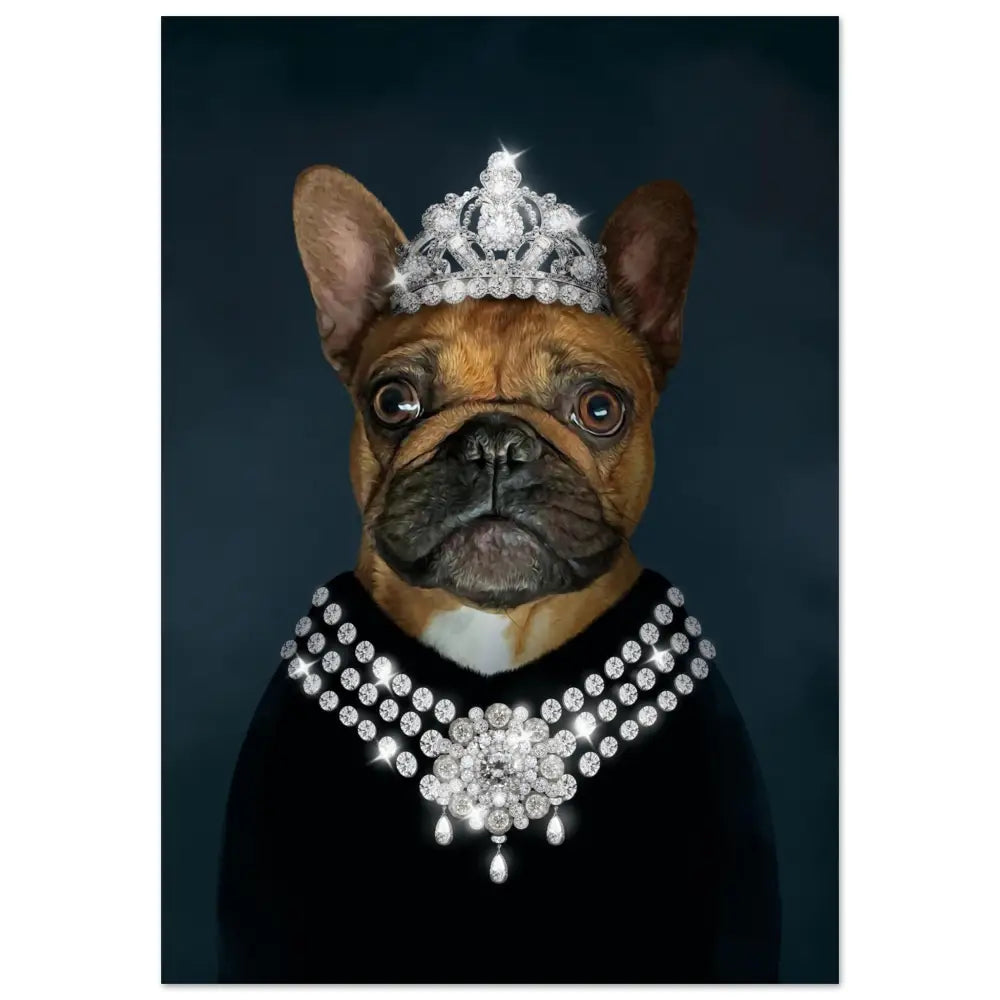 Portrait animal personnalisé "Classy Lady", imprimé en France sur papier FSC, sans cadre, expédié dans un emballage robuste.