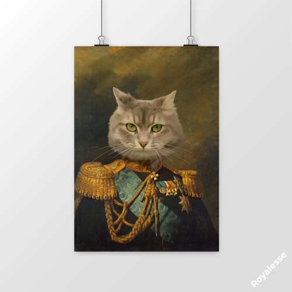 Poster chat habillé personnalisable COLONEL - Royalesse