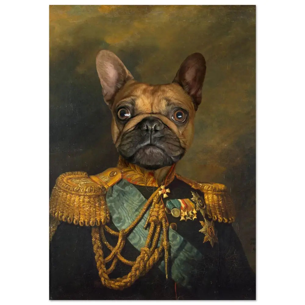 Poster bouledogue en costume COLONEL - Royalesse