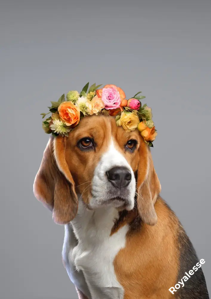 Poster chienne COURONNE DE FLEURS - Royalesse