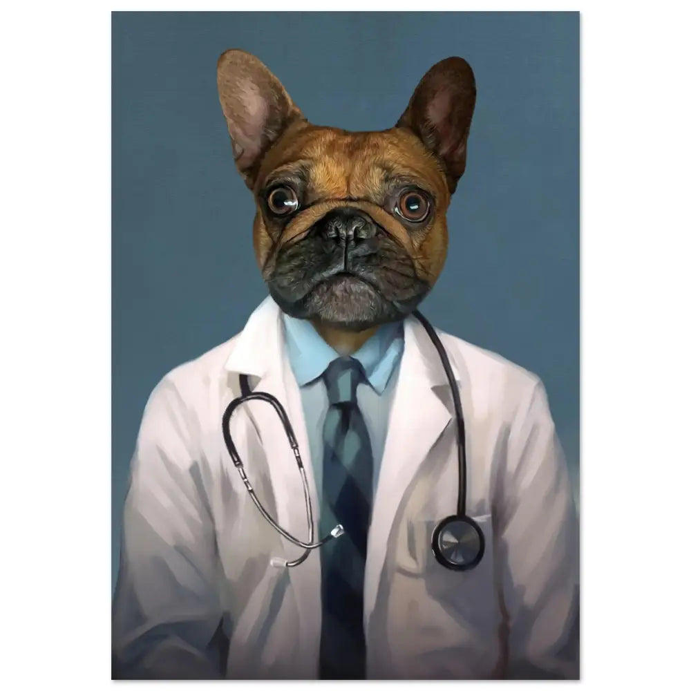 Poster de chien docteur personnalisé, imprimé en France sur papier FSC durable, sans cadre.