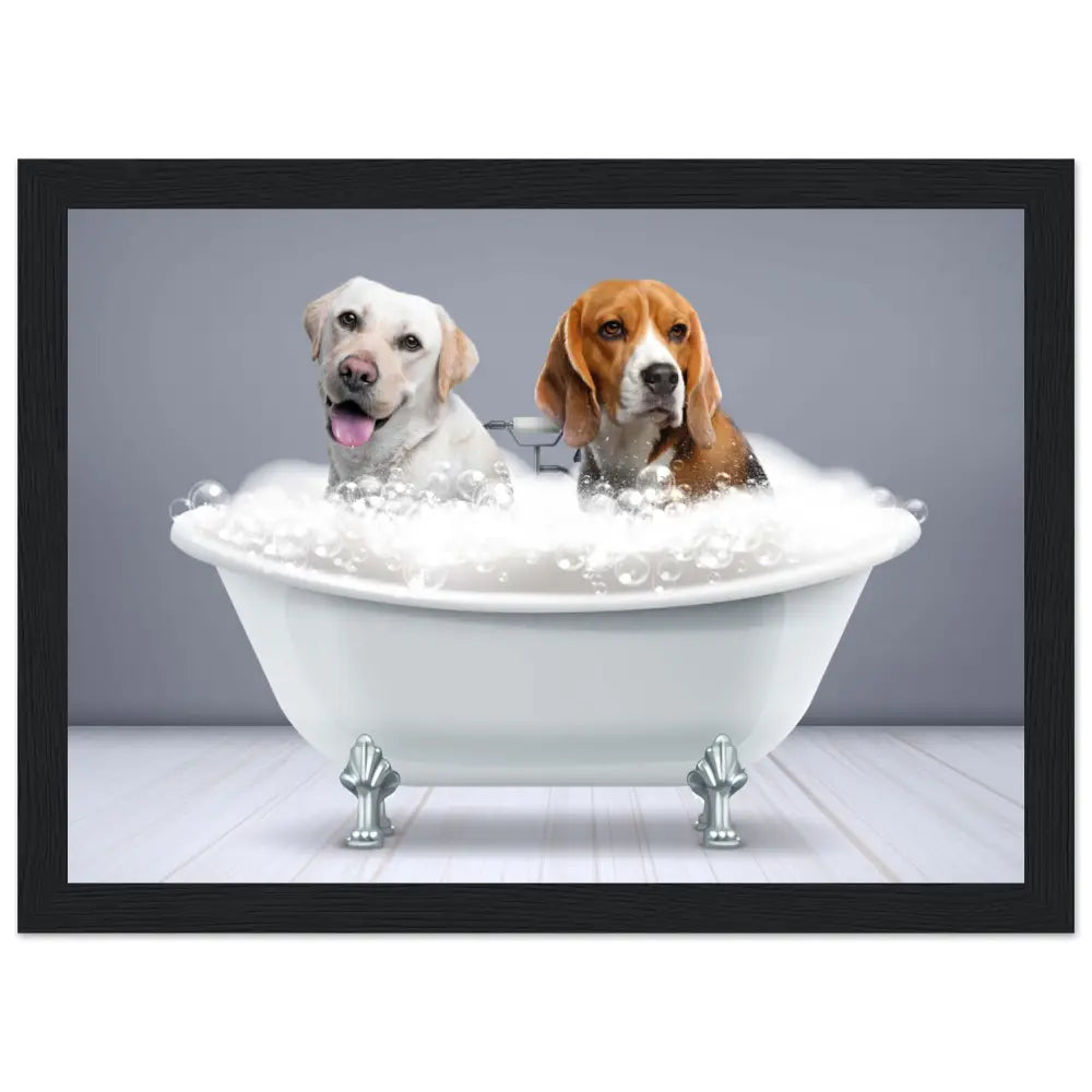 Tableau portrait chien DUO AU BAIN - Royalesse