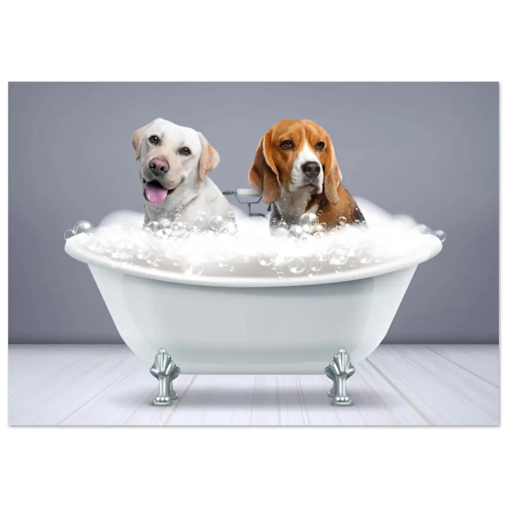 Poster personnalisé chiens DUO AU BAIN - Royalesse