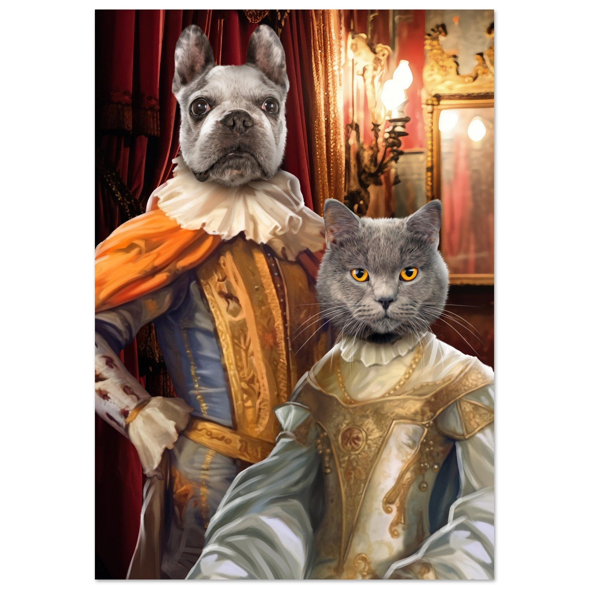 Poster personnalisé chien et chat DUO COUPLE ROYAL - Royalesse