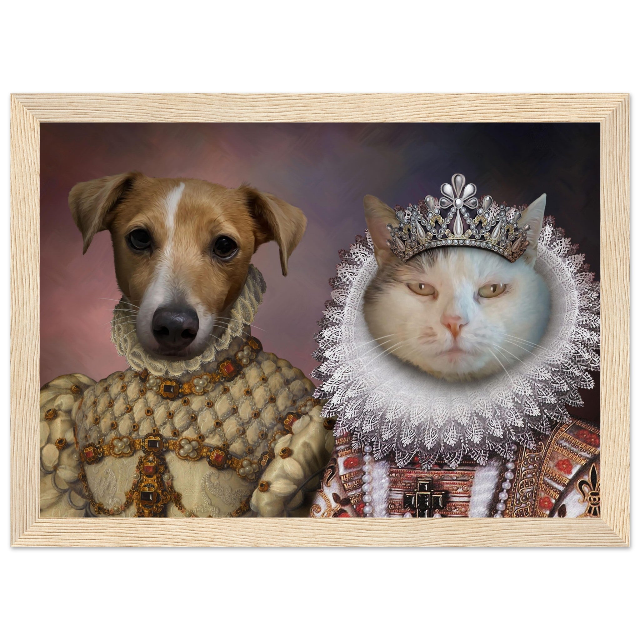 Poster personnalisé deux animaux renaissance DUO REINE ET PRINCESSE - Royalesse