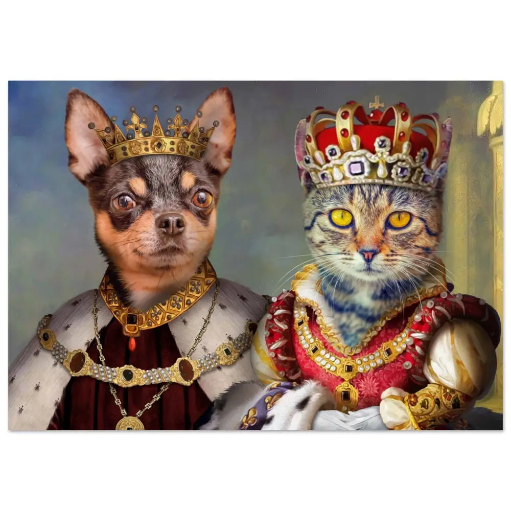 Poster animaux royal DUO REINE ET ROI COURONNE - Royalesse