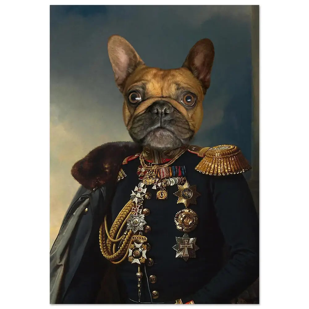 Poster personnalisé chien en costume GENERAL - Royalesse