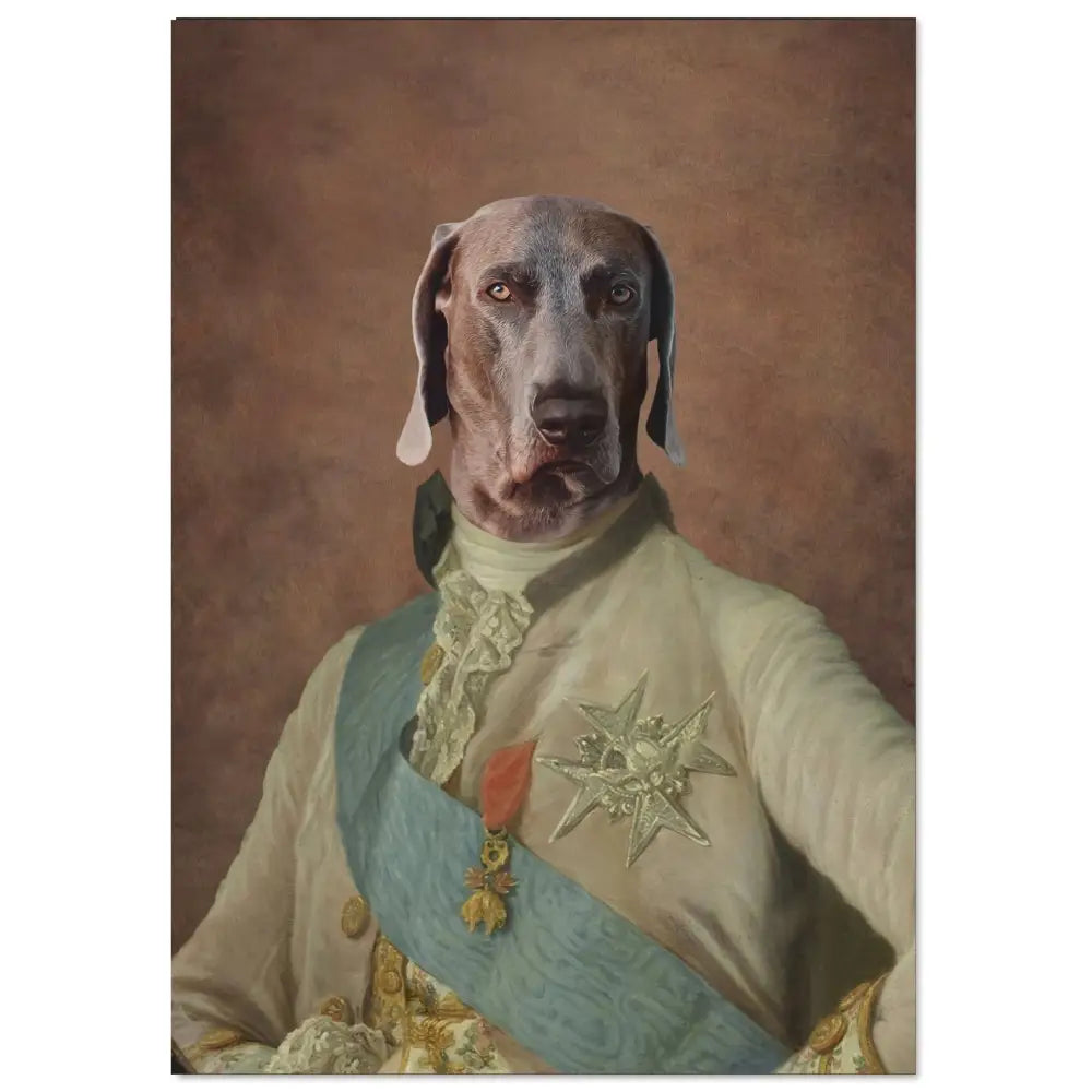 poster personnalisé chien en costume royal