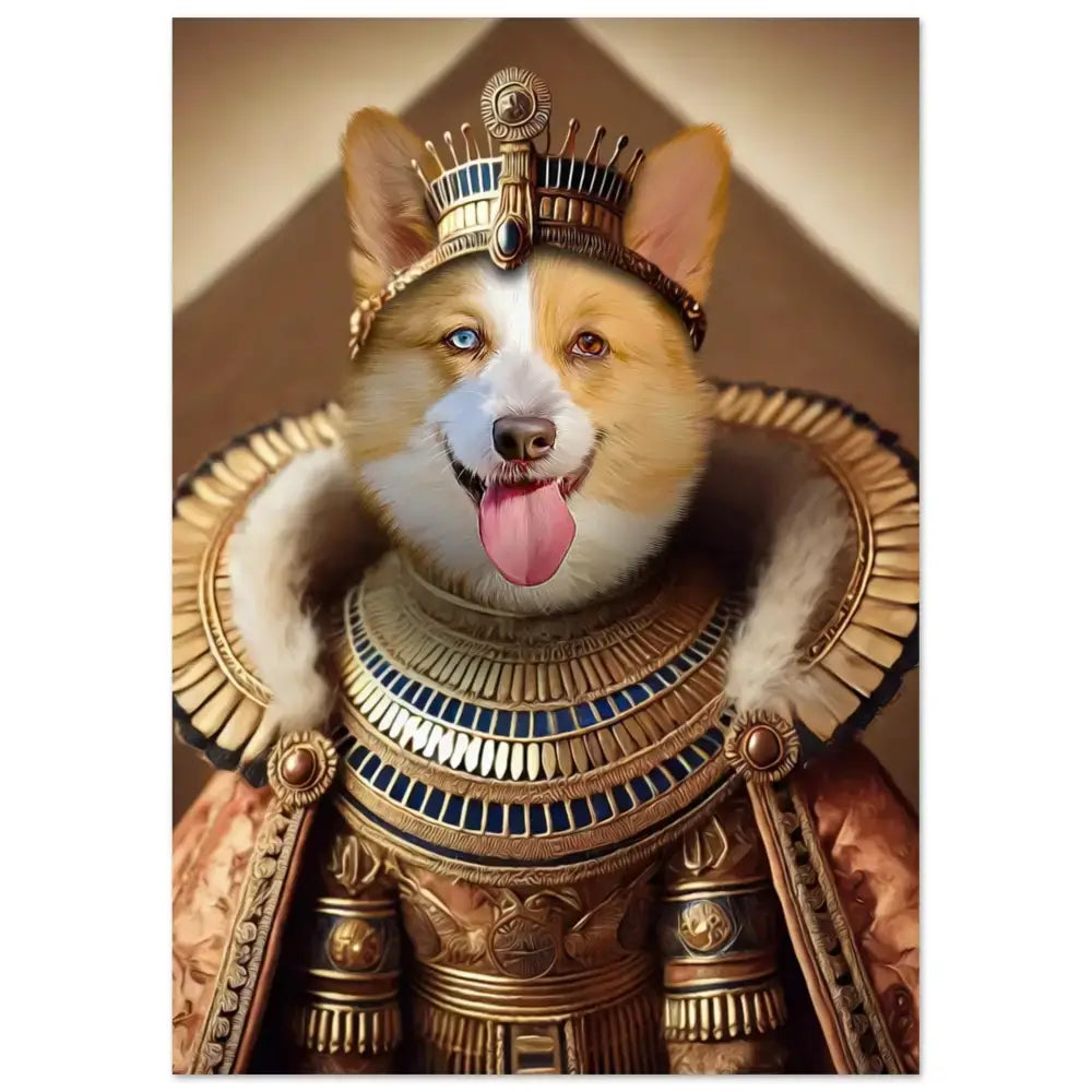 corgi Portrait d'animal en costume royal, imprimé en France sur papier FSC.